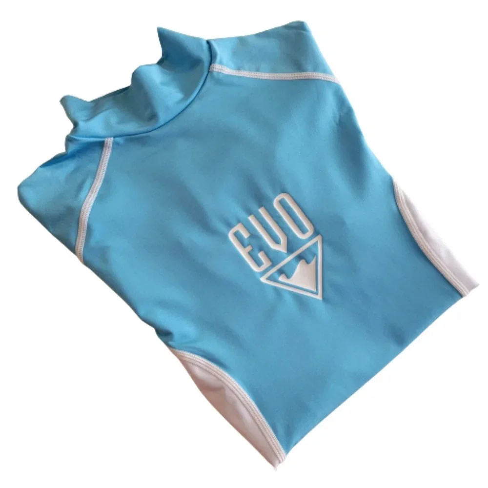 Evo Boys Rashguard Sun Shirt UPF 30 Short Sleeve White Blue Size L (14-16) New